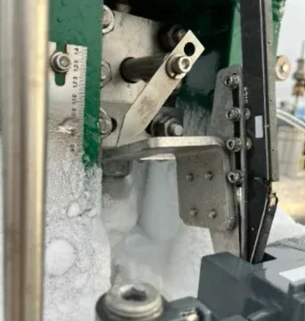 Magnet damage caused by ice buildup on a 16-inch control valve